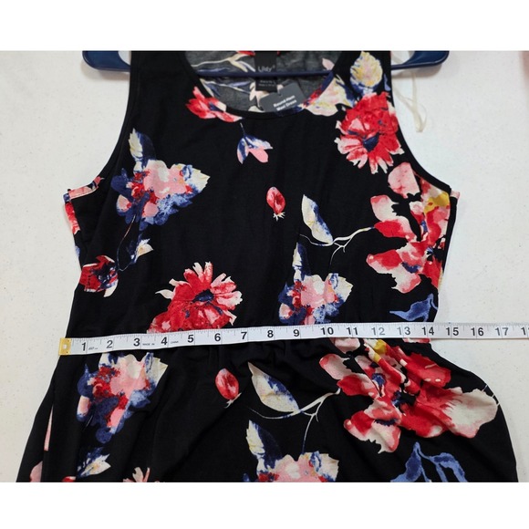Lildy Black Floral Round Hem Maxi Dress LXL Sleeveless Women's - Picture 6 of 8